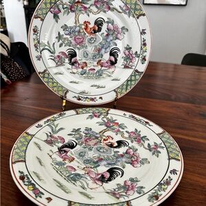 20th Century Chinese Export
Colorful Porcelain Rooster Plates -
Set of 2